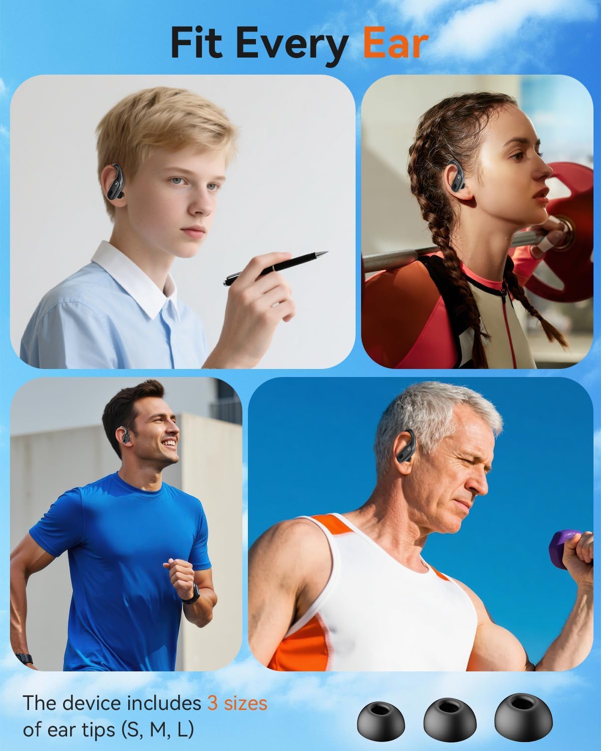 Wireless Earbuds, Sports Bluetooth 5.4 Headphones, Ear Buds with ENC Noise Canceling Mic, 80Hr Playtime Earphones, Palm-Sized, LED Power Display, IPX7 Waterproof Headset for Workout Running, Black - Image 7